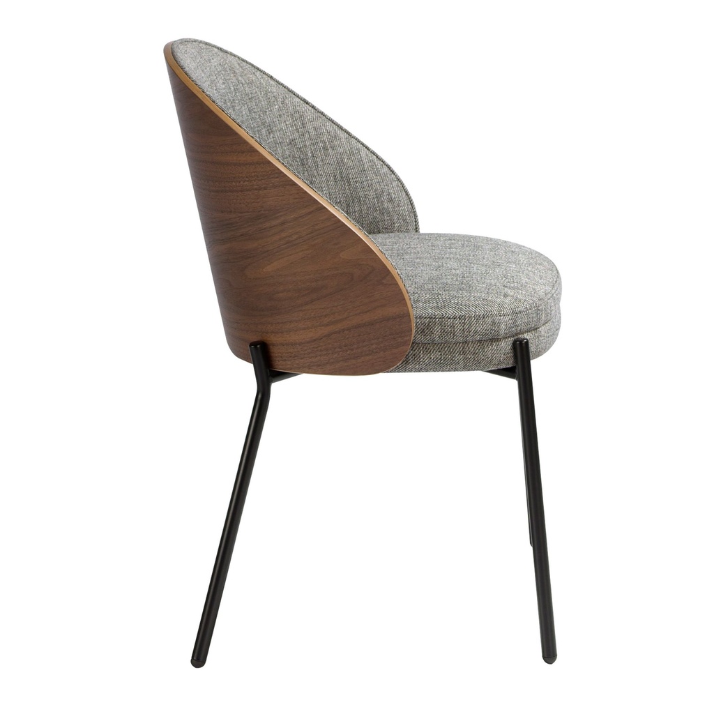 Grey fabric and walnut chair