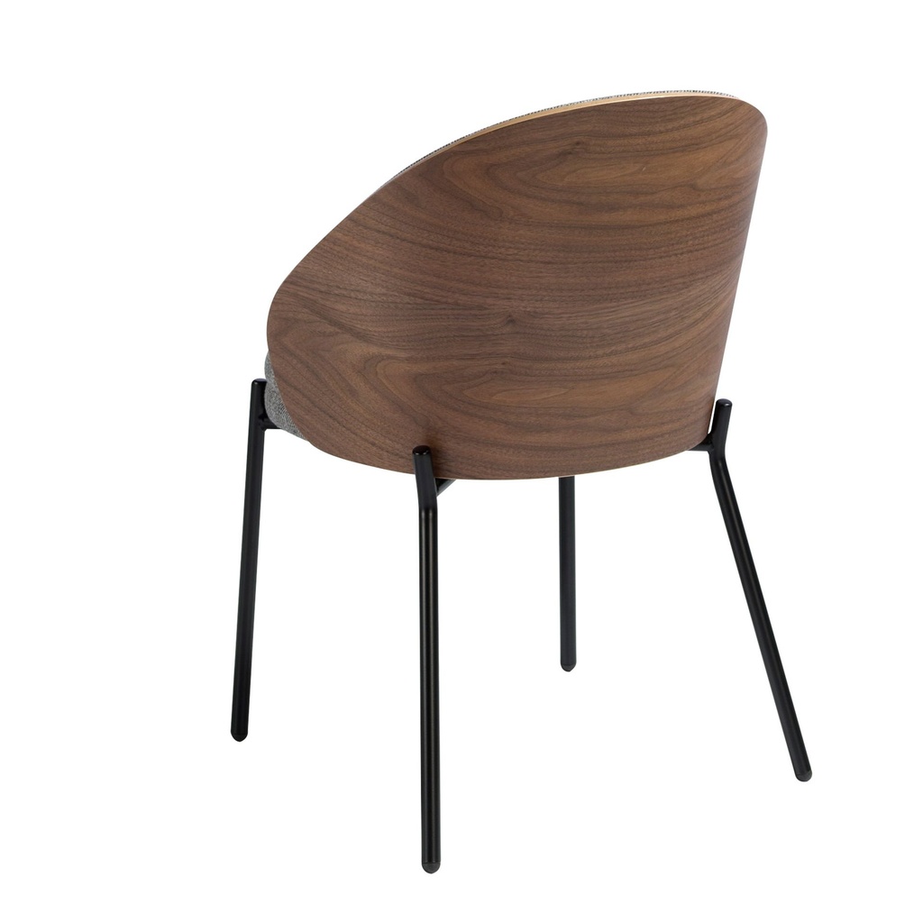 Grey fabric and walnut chair