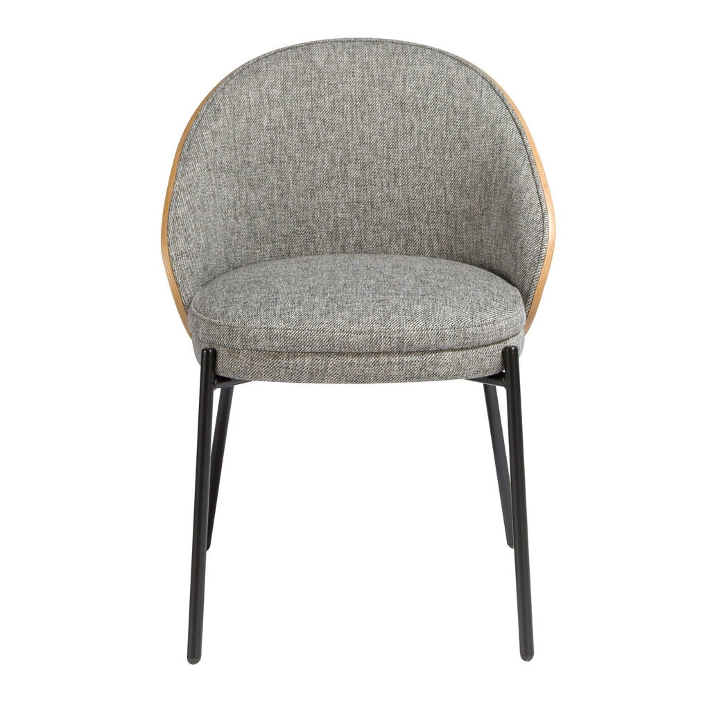 Grey fabric and walnut chair