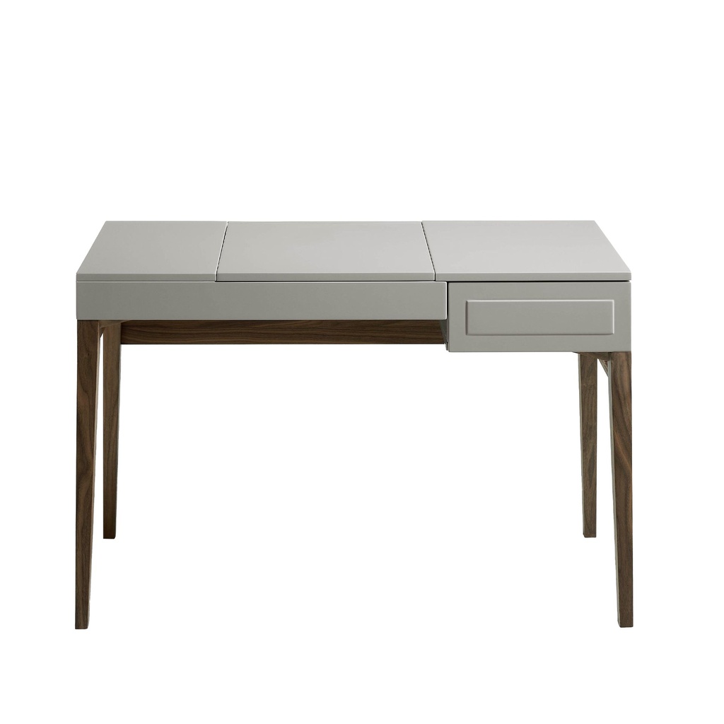 Grey wood and walnut dressing table with mirror