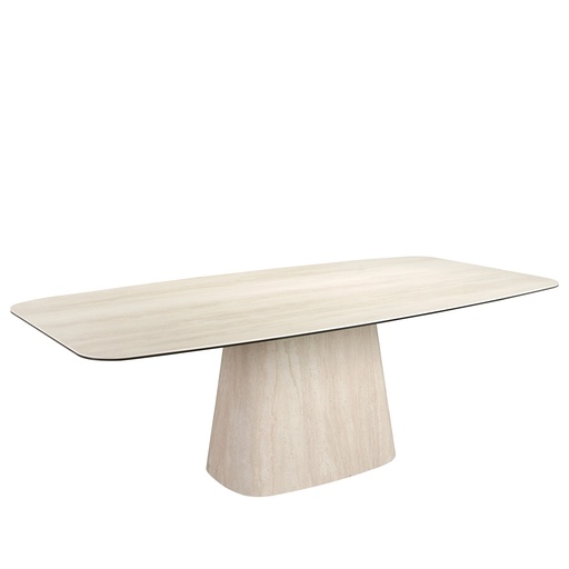 [1171] Oval barrel dining table in porcelain marble