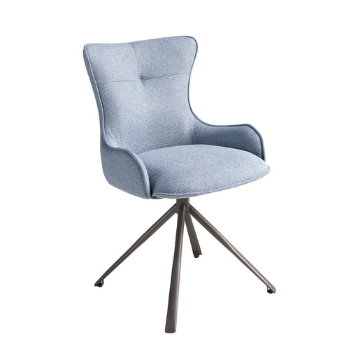 [4204] Sedia girevole in tessuto blu