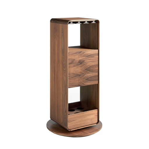 [3115] Swivelling walnut bar cabinet 