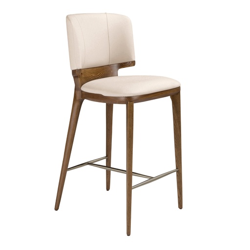 [4208] Cream leatherette stool