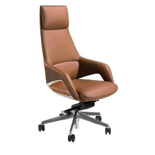 [4209] Brown leatherette Swivel Office Chair
