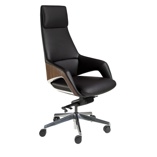 [4210] Black leatherette Swivel Office Chair