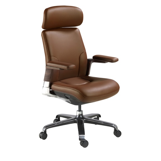 [4211] Brown leatherette Swivel Office Chair