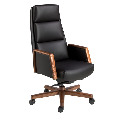 [4214] Fauteuil de bureau pivotant en similicuir noir