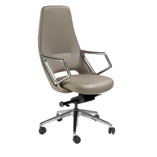[4217] Fauteuil de bureau pivotant en similicuir gris
