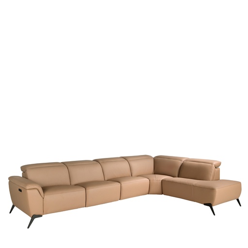[6280] Modulares Relax-Chaiselongue-Sofa rechts aus braunem Leder