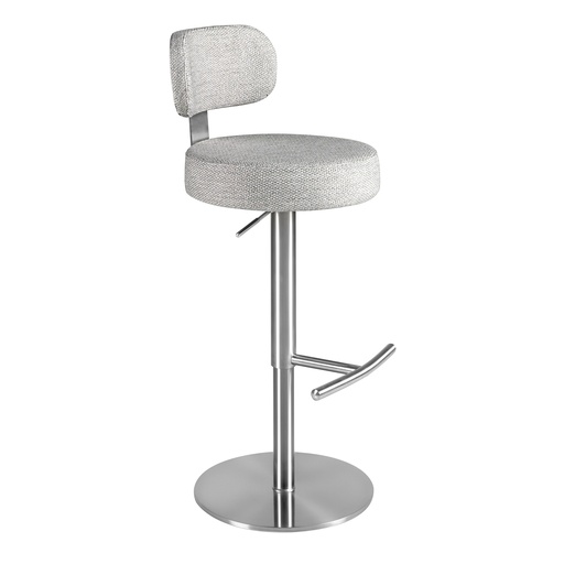 [4230] Swivel stool in light grey marbled fabric