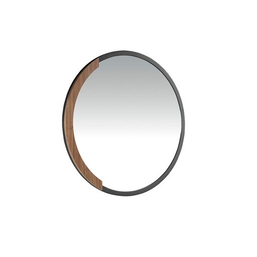 [3247] Round black wood wall mirror