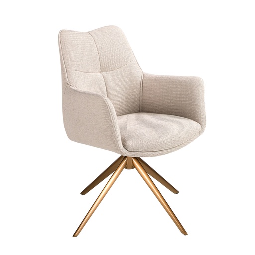 [4237] Cream fabric swivel chair