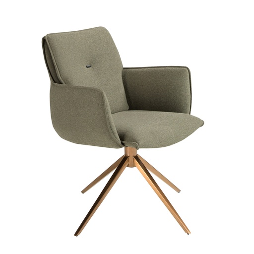 [4238] Olive green fabric swivel chair