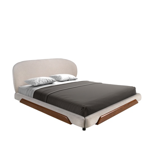 [7222] Light grey fabric bed