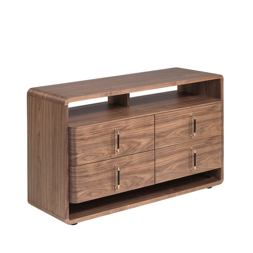 [7226] Commode en noyer et PVC noir