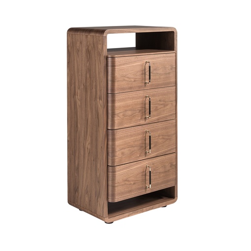 [7227] Kommode aus Nussbaum und schwarzem PVC