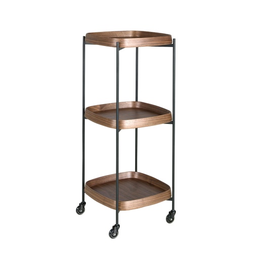 [3291] Carrello minibar in noce e acciaio nero