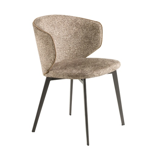 [4240] Brown marbled fabric chair
