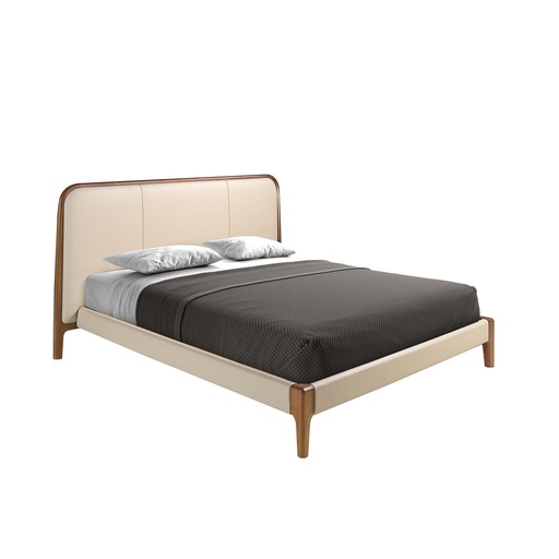 [7198] Cream leatherette bed