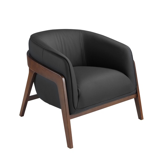 [5195] Black leather armchair