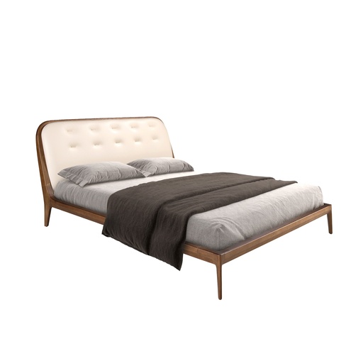 [7236] Lit en similicuir couleur sable