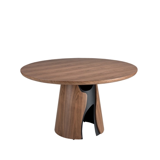 [1205] Round dining table in walnut and black epoxy steel