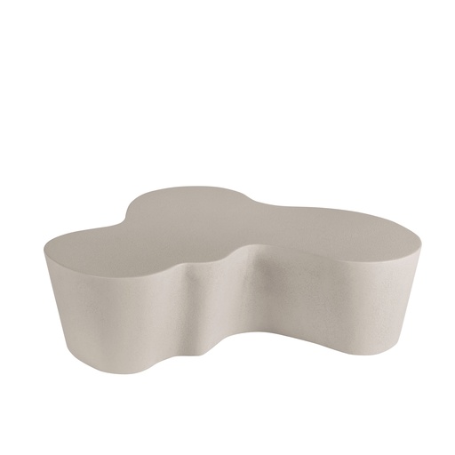 [2177] Organic-shaped coffee table in sand-coloured epoxy fibreglass