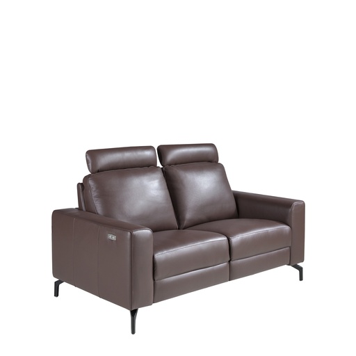 [6368] 2-Seater Chocolate Brown Leather Recliner Sofa