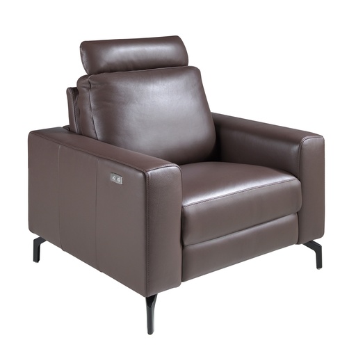 [5240] Poltrona relax em pele castanho chocolate