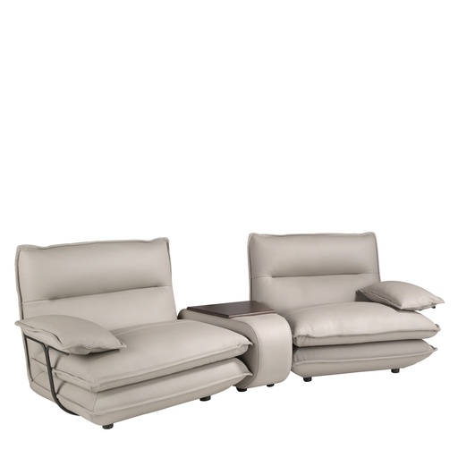[6371] 2-Seater Taupe Grey Leather Sofa