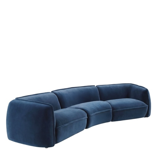 [6372] 3-Sitzer-Sofa aus dunkelblauem Samt