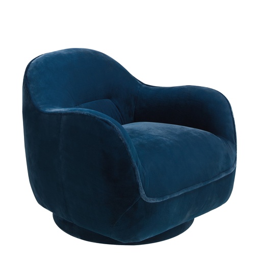 [5245] Draaifauteuil van donkerblauw fluweel