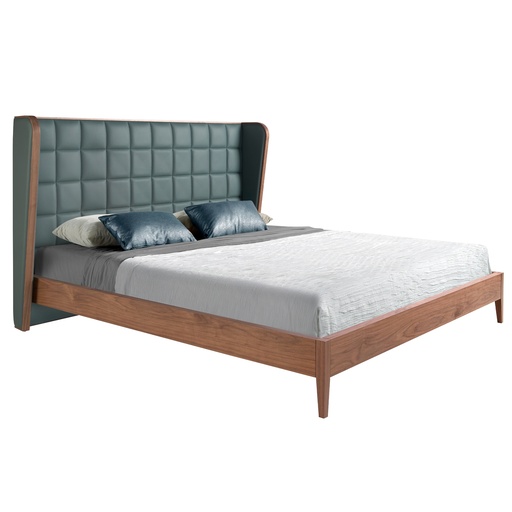 [7148] Donkergroen eco-leren bed