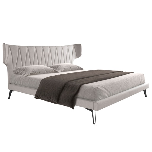 [7160] Lichtgrijs stoffen bed