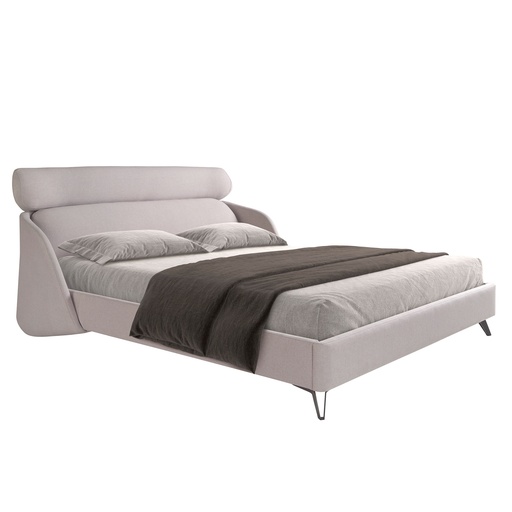 [7161] Lichtgrijs stoffen bed
