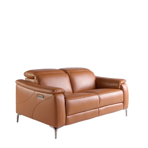 [6180] 2-zits relaxsofa in bruin leer