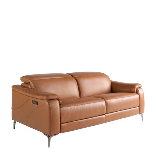 [6181] 3-zits relaxsofa in bruin leer