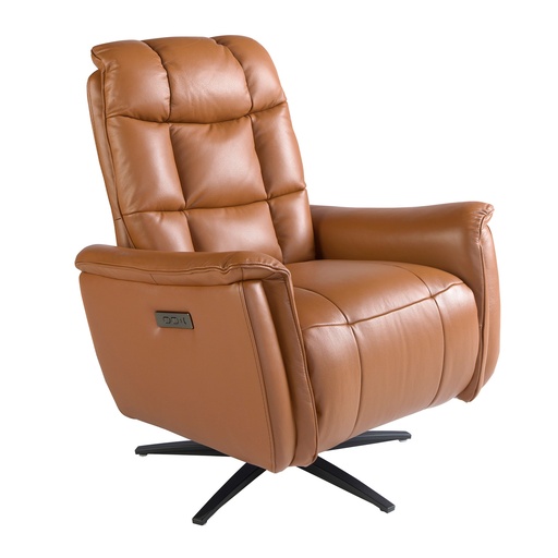 [5117] Bruine leren draaifauteuil