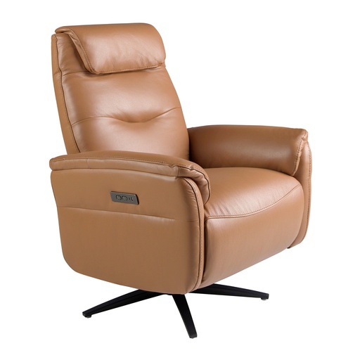 [5115] Bruine leren draaifauteuil
