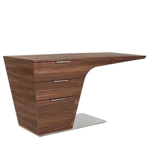 [3012] Walnut desk with chrome-plated steel base