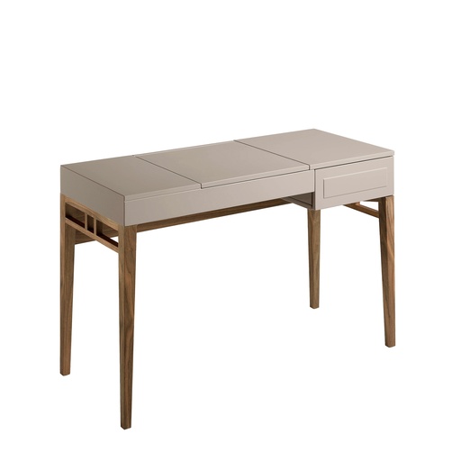 [7001] Coiffeuse en bois gris et noyer avec miroir