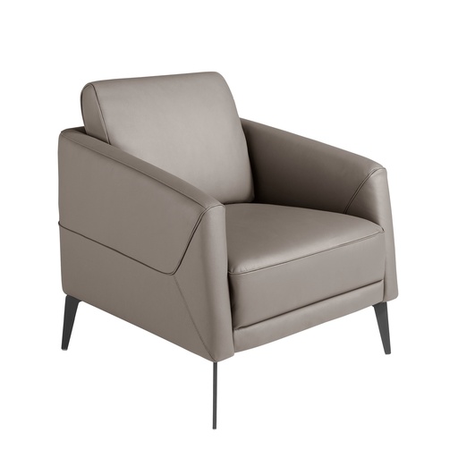 [5134] Donkergrijze leren fauteuil