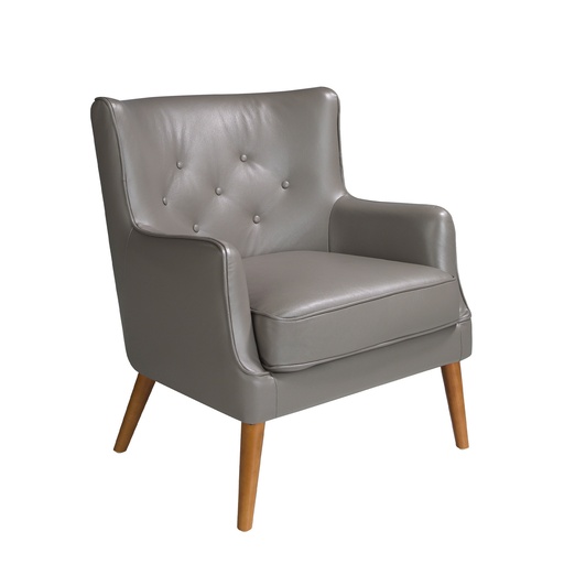 [5085] Fauteuil Chester cuir gris foncé