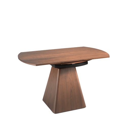 [1081] Uitschuifbare eettafel rond walnoot fineer