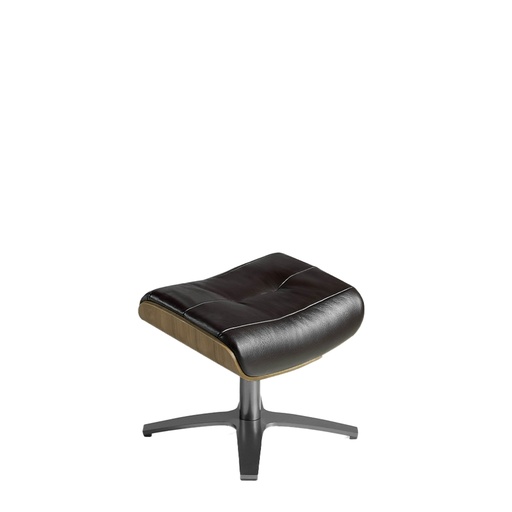 [5035] Repose-pieds en cuir marron chocolat