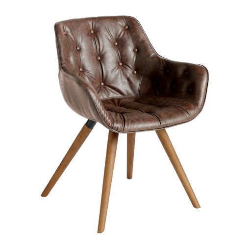 [4073] Chocoladebruine eco-leren stoel