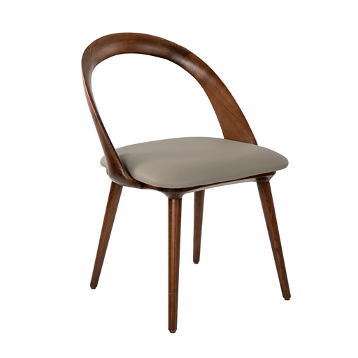 [4063] Walnut and mink leatherette chair