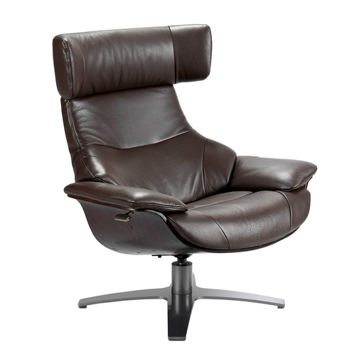 [5022] Chocoladebruin leren draaifauteuil