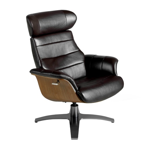 [5034] Chocoladebruin leren draaifauteuil